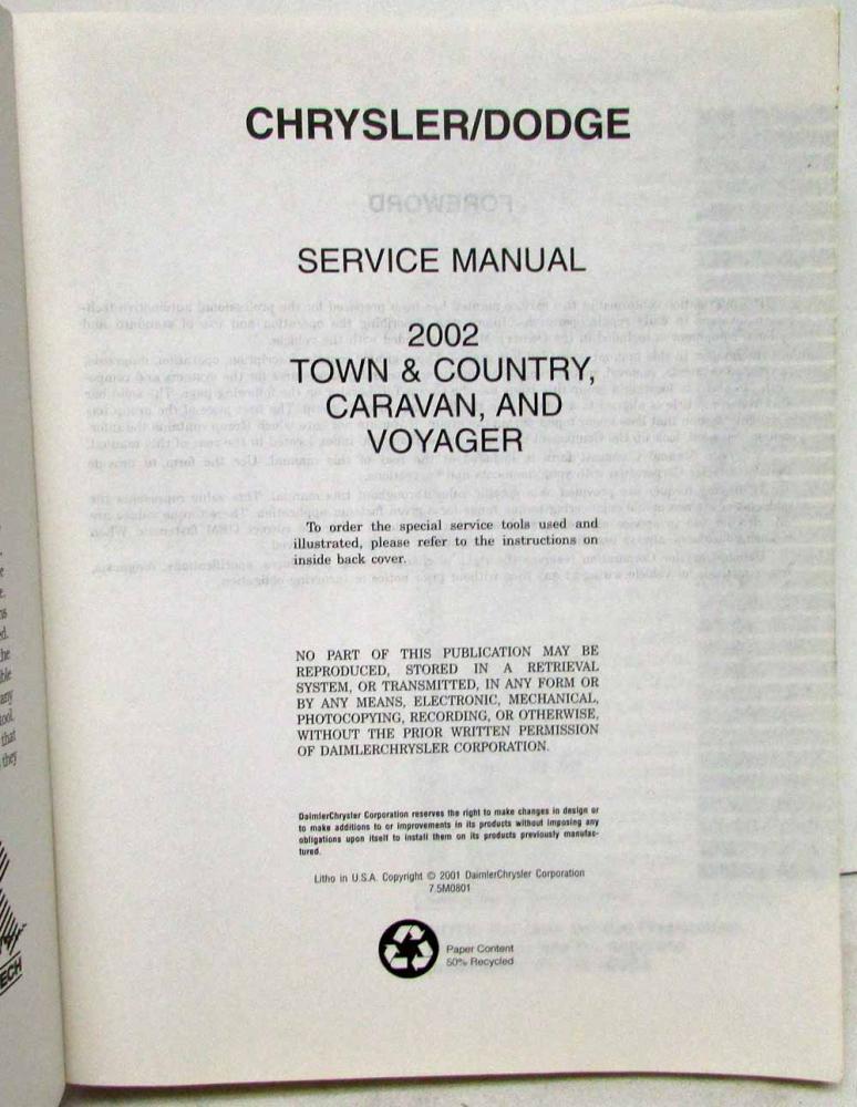 2002 dodge caravan service manual