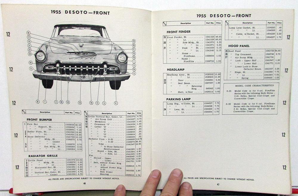 1951-55 Chrysler Plymouth Dodge DeSoto Body Sheet Metal Parts Catalog Crash  Book
