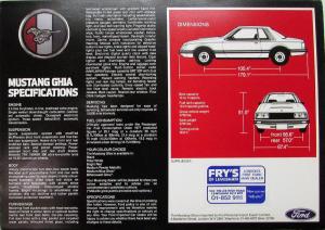 1985 1986 Mustang Ghia 3.3 Automatic by Ford UK Market Sales Folder Original