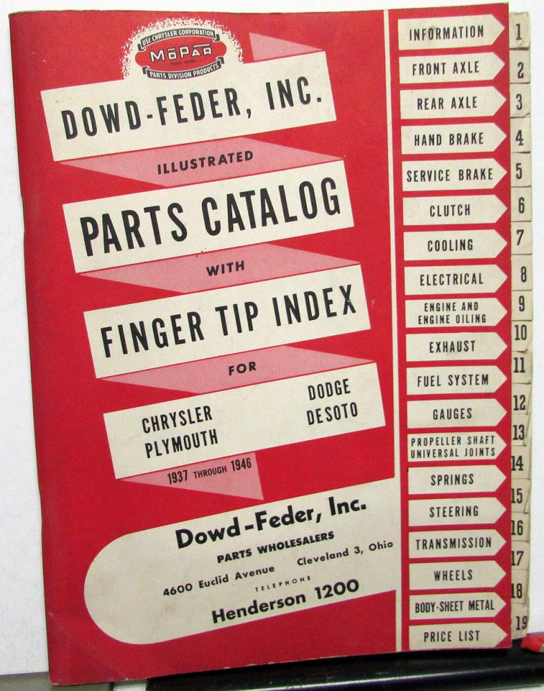 1937-1946 Chrysler Plymouth Dodge DeSoto Garage Shop Common Parts Catalog