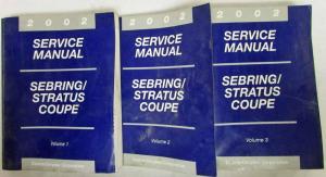 2002 Chrysler Sebring & Dodge Stratus Coupe Service Shop Repair Manual 3 Vol Set