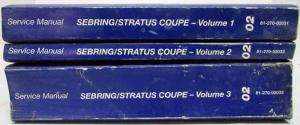 2002 Chrysler Sebring & Dodge Stratus Coupe Service Shop Repair Manual 3 Vol Set