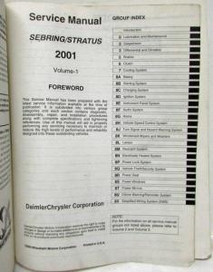 2001 Chrysler Sebring & Dodge Stratus Coupe Service Manual 3 Vol & Body Repair