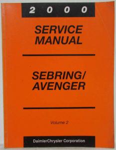 2000 Dodge Avenger Chrysler Sebring Service Shop Repair Manual 2 Vol Set