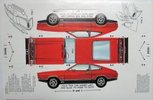 1974 Ford Mustang II Mach 1 Cardboard Car To Assemble Sales Sheet Original RARE