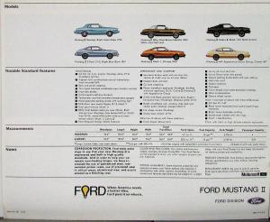 1977 Ford Mustang II Hardtop 2+2 Mach 1 Ghia Sport Cobra II Sales Brochure ORIG