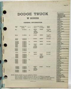 1941-1942 MOPAR Parts List for Dodge Trucks W-Series