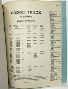 1941-1942 MOPAR Parts List for Dodge Trucks W-Series