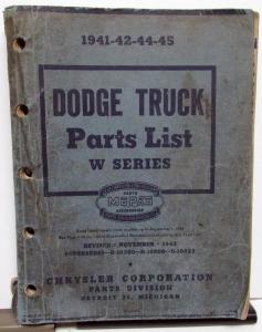 1941 1942 1944 1945 MOPAR Parts List for Dodge Trucks W-Series