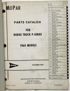 1960 MOPAR Parts List for Dodge Trucks P-Series
