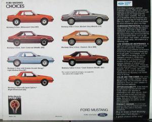 1980 Ford Mustang Sport Ghia Cobra 2- 3- Door Color Sales Brochure Original
