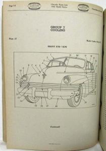 1942 Chrysler Passenger Cars Parts List Royal Windsor Saratoga New Yorker