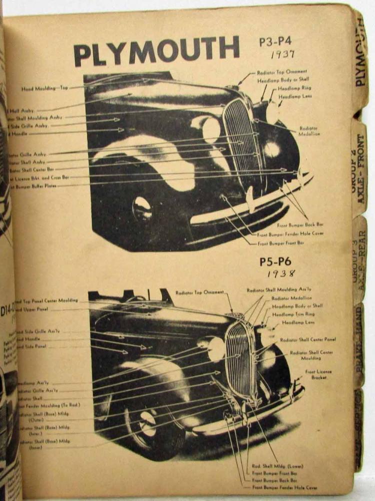 19371940 Chrysler Desoto Dodge Plymouth Passenger Cars Parts List