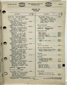 1942 Dodge Passenger Cars Parts List Custom Deluxe