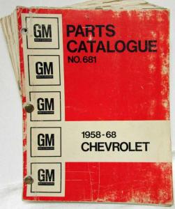 1958-1968 Chevrolet Passenger Cars Parts List Catalogue Bel Air Impala Canadian