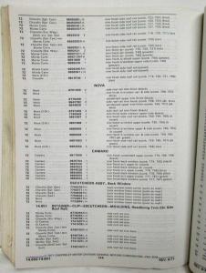 1972 Chevrolet Passenger Cars Parts List & Access Catalog Chevelle Nova Camaro