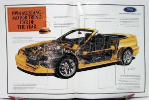 1994 Ford Mustang Motor Trend Car of the Year Poster Sales Folder Orig Oversized