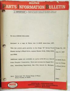 1957 MOPAR Parts List for Dodge Trucks K-Series