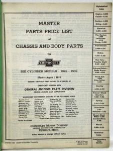 1929-1939 Chevrolet Cars & Trucks Master Parts List Catalog - 6 Cylinder Models