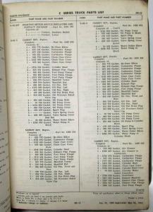 1948-1954 MoPar Parts List for Dodge Trucks C-Series and B-Series Manuals