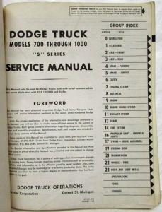 1964 Dodge Truck S Series Models 700-1000 Technical Service Shop Repair Manual