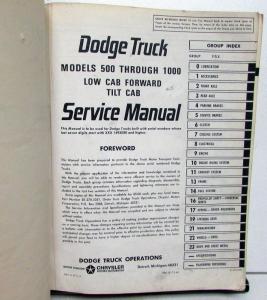1965 Dodge Truck Models 500-1000 Low Cab Forward & Tilt Cab Service Shop Manual
