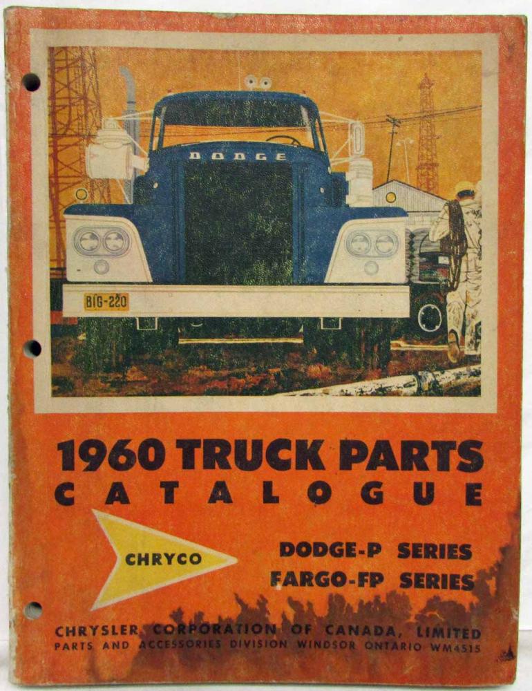 1960 Dodge Truck P-Series & Fargo FP Series Parts List Catalogue - Canadian