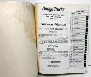 1967 Dodge Truck Models 500-1000 Low Cab Forward & Tilt Cab Service Shop Manual