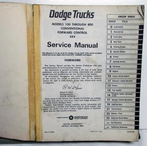 1967 Dodge Truck Models 100-800 Conventional 4x4 Forward Control Service Manual