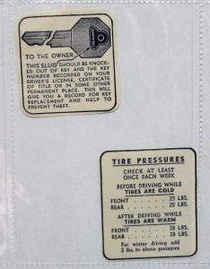 1947 Buick New Car Instruction Info Tags Key Lighter Wipers Tire Pressure Orig