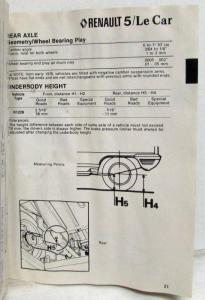 1978 Renault 5 12 15 16 17TL Gordini Service Technical Specifications Handbook