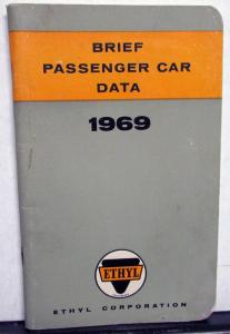 1969 Ethyl Corporation Brief Passenger Car Data Booklet Buick Chevy Ford Dodge