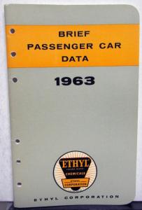 1963 Ethyl Corporation Brief Passenger Car Data Booklet Buick Rambler Studebaker