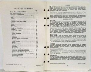 1961 Ethyl Corporation Brief Passenger Car Data Booklet Lincoln Imperial Olds
