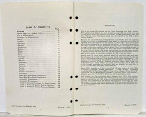 1958 Ethyl Corporation Brief Passenger Car Data Booklet - 25th Year Edition