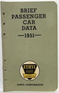 1951 Ethyl Corporation Brief Passenger Car Data Booklet Cadillac Lincoln Henry J