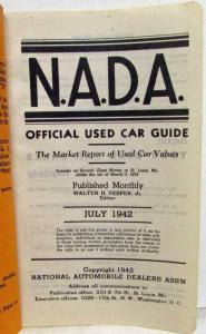 1942 NADA Official Used Car Price Guide - July - Ford Dodge Studebaker