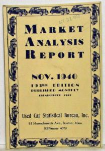 1940 Market Analysis Report a World War II Era Used Car Pricing Guide - Nov