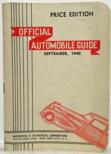 1940 Official Automobile Guide Price Edition - September