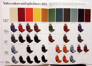 1973 Volvo Dealer Colors And Upholstery Sales Brochure Paint Chips