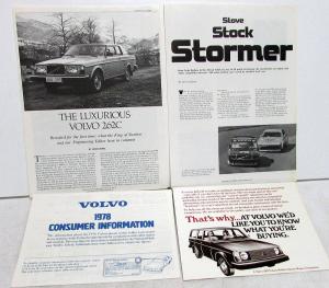 1978 Volvo Dealer Brochure Set 262C Race Cars Consumer Info Model Comparisons