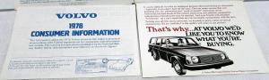 1978 Volvo Dealer Brochure Set 262C Race Cars Consumer Info Model Comparisons