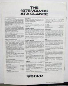 1978 Volvo Dealer Sales Brochure 240 260 Series Full Line Features & Specs