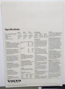 1972 Volvo Dealer Sales Brochure Folder Car Full Line With Specifications