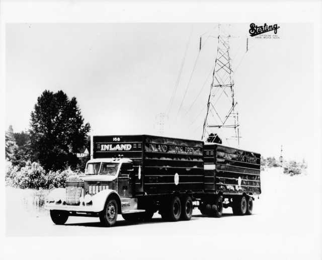 1940s Sterling Inland Motor Freight Box Truck & Trailer Press Photo 0012