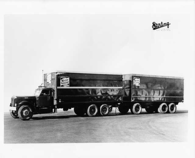 1940s Sterling Western Truck Lines Box Truck & Trailer Press Photo 0016