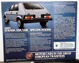 1981 Fiat Strada Dealer Sales Brochure Folder Compact Car