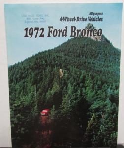 1972 Ford Bronco Wagon 4WD Sales Folder Brochure Original
