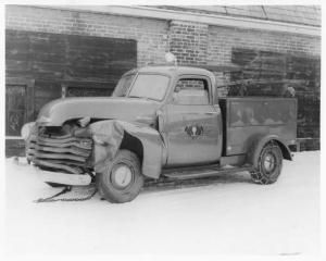 1950s Chevrolet 3100 Brockton Edison Company Wrecked Truck Press Photo 0183