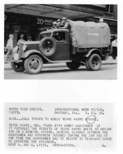1935 Chevrolet US Military Truck Press Photo & News 0197 - Terre Haute Strike